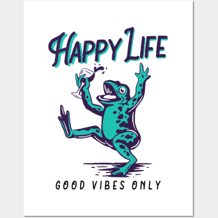 happy life frog Posters and Art